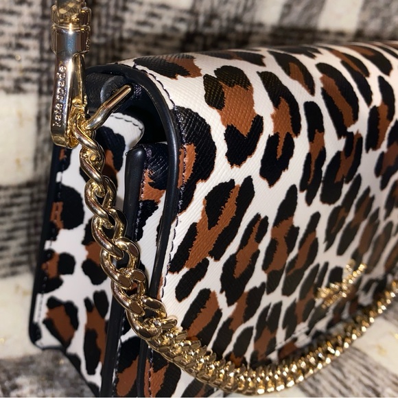 KATE SPADE NEW YORK SPOTTED LEOPARD GOLD CHAIN CROSSBODY BAG - Picture 3 of 15
